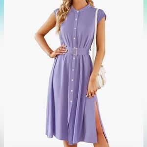 Lavender Sleeveless Maxi Dress With Belt